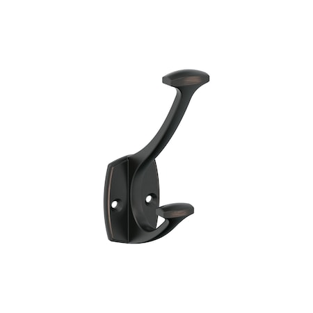 Amerock Vicinity Traditional Double Prong Oil Rubbed Bronze Wall Hook H37001ORB